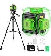 Laser Level 360 Self Leveling with 47" Tripod, Huepar 3x360° High Brightness Green Laser Leveler ...