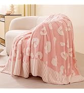 TrellisJoy Leopard Print Blanket Fleece Throw for Bed Sofa for All Seasons Leopard-Pink 50"x60"
