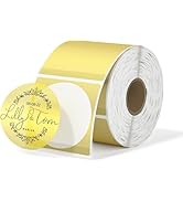 MUNBYN 2 Inch (50.8X 50.8mm) Gold Transparent Thermal Labels, Round Fine Glitter Printable Therma...