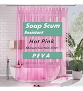 AmazerBath Extra Long Shower Curtain Liner, Clear Pink Shower Curtain Liner 84 Inches Long, 72x84...