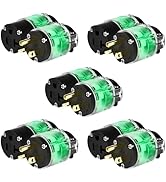 Yomiuwo Lighted Plug and Connector Set, Straight Blade Cord End Replacement, 20 Amp 125Volt, NEMA...