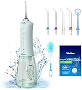 WellLeo Water Flosser for Teeth, 300ML Cordless Oral Irrigator Rechargeable Dental Flosser Teeth ...