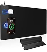 Magnetic Wireless Charging Mouse Pad, 31.5"x15.8" Large Gaming Desk Mat with Superior Stitched Ed...