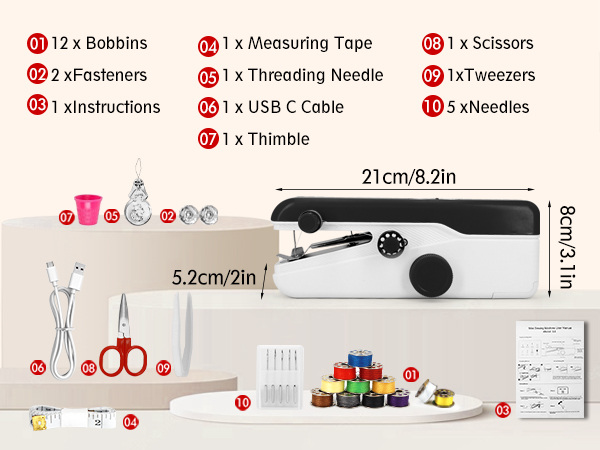 Handheld Sewing Machine for Beginners Portable Mini Hand Sewing Machine for Quick Stitching