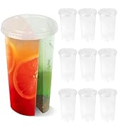 DOERDO 20PCS Plastic Drink Cups, Clear Double Thicken Cup with Lids, Couple Sharing Hot and Cold ...