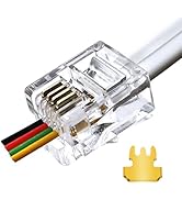 XANHAM RJ11 6P4C Pass Through Connectors(100 Pieces Pack) Telephone Line Cable Wire Male Plug, AV...