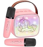 RelaxPad Mini Karaoke Machine for Kids Portable Karaoke Machine with 2 Bluetooth Wireless Microph...
