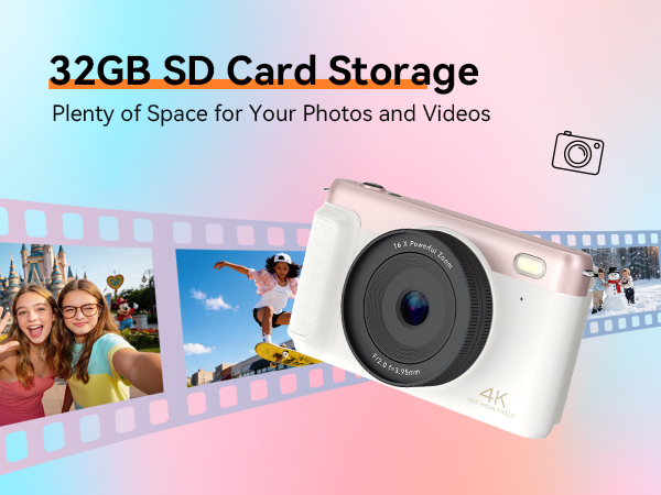 4k digital camera for teenagers photography autofocus pink foldable flip screen