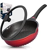 Vinchef Nonstick Skillet with Lid, 11In/5Qt Aluminum Deep Frying Pan with Lid and Heat Indicator,...