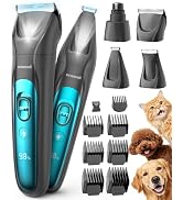 oneisall Professional Dog Grooming Kit at Home: All-in-One Quiet Clippers &amp; Nail Grinder with LED...