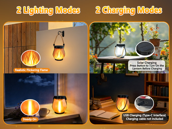 Solar Lantern Lights Outdoor Waterproof