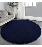 Gifeas Ultra Soft Round Area Rugs for Living Room Bedroom, 4x4 Feet Navy Blue Thickened Memory Fo...