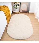 Goideal Fluffy Bedroom Rug, Oval Area Rug Shaggy Carpet 2.6 x 5.2 Feet Small Cute Rug for Dorm Ki...