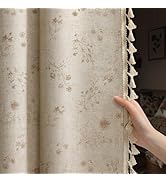 XOGUIBO Boho Floral Spring 100% Blackout Curtains 84 Inch Length 2 Panels Set, Linen Texture Farm...
