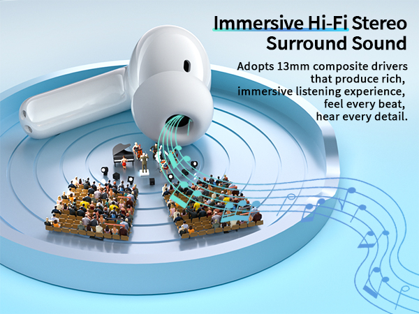 Wireless earbuds with HIFI stereo sound