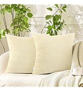 PHILORN Corduroy Throw Pillows Covers for Couch 18x18, Decorative Corduroy Pillows Covers Set of ...
