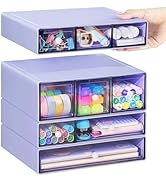 Desk Storage Organizer with 9 Drawers, FODIENS 4 Tiers Stackable Desktop Craft Storage Drawers, C...