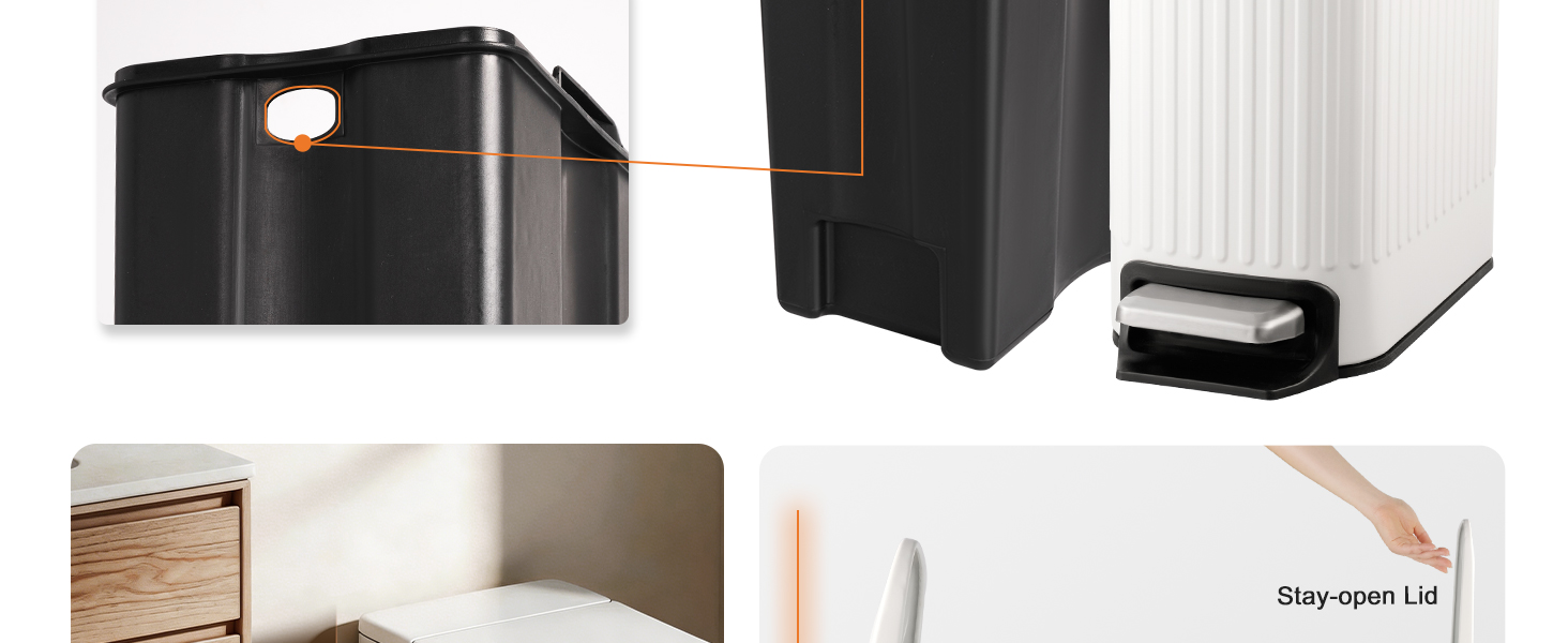 TrashAid small white bathroom trash can