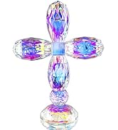 QFkris 7" Crystal Cross Standing, Decorative Glass Crosses for Table Shelf Tabletop &amp; Home Decor
