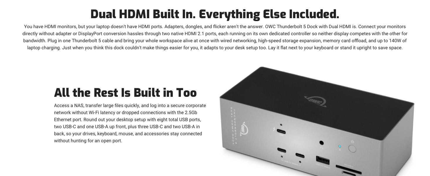 THUNDERBOLT 5 DUAL HDMI DOCK DOCKING STATION USB 4 , TRIPLE DISPLAY, DUAL DISPLAY