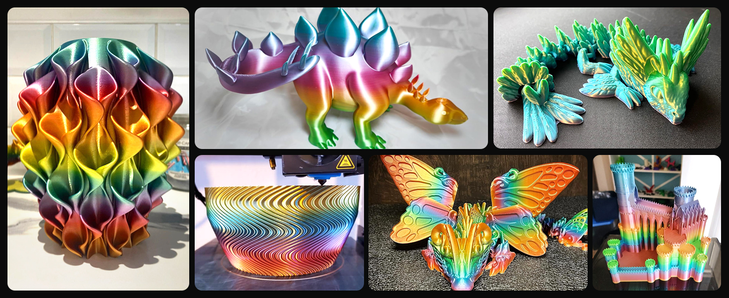 silk 3d printer filament bundle multicolor silk rainbow filament shiny silk PLA filament