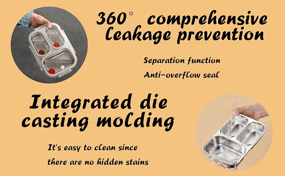 Stainless Steel Lunch Box with Leak-Proof Design