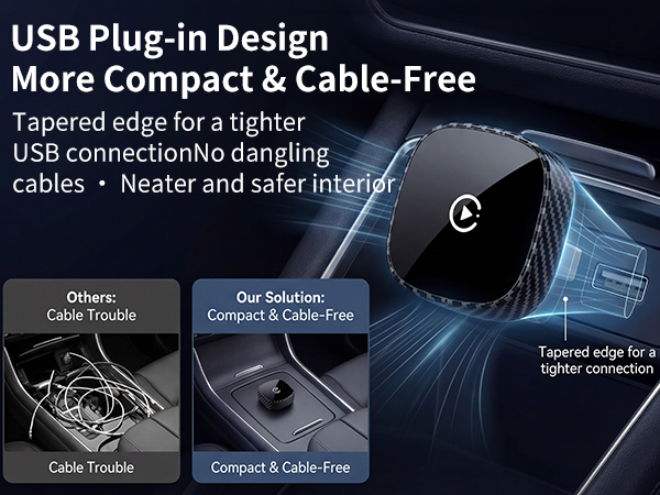 USB Plug-in Design More Compact &amp; Cable-Free