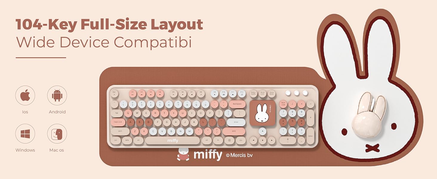 MIFFY MIPOW 104-Key Wireless Keyboard &amp;amp; Mouse Set with Large Desk Pad Matt