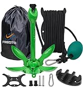 FREGITO Kayak Anchor kit, 3.5lb Jet Ski Anchor Folding Boat Anchor Kit with 40FT Nylon Rope, Mari...