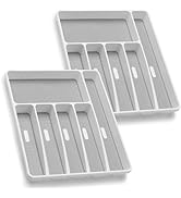 Loyareal Silverware Organizer 2 Pieces Utensil Organizer Holder Kitchen Drawer Organizer Plastic ...