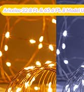 Ariceleo 1 Pack 32. 8 ft. USB Powered Fairy Lights with Remote &amp; Timer, 100 LED USB Twinkle Strin...
