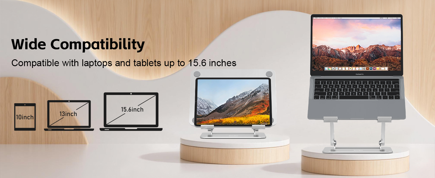 Laptop stand fits MacBook Air, MacBook Pro, Chromebook and laptops up to 15.6 inches