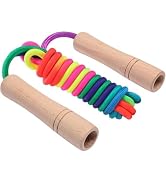 Homello Rainbow Jump Rope for Kids - Wooden Handle - 8.5FT Adjustable Nylon Braided Fitness Skipp...
