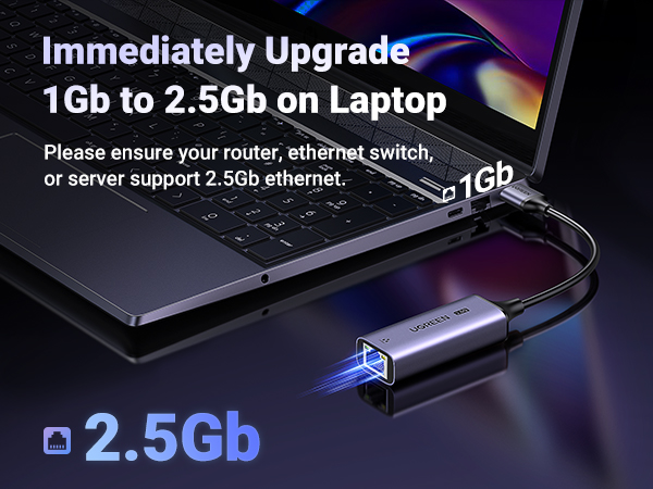 UGREEN 2.5Gb USB to Ethernet Adapter, Ethernet to USB Adapter for Laptop, Aluminum