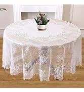 WUBODTI Christmas White Lace Round Tablecloth 70 Inch, Snowflake Pattern Circle Tablecloths Flora...