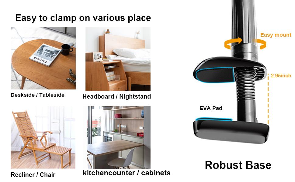 gooseneck clamp tablet holder