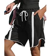 Fisoew Womens Baggy Cargo Shorts Casual Wide Leg Knee Length Drawstring Elastic Waist Workout Run...