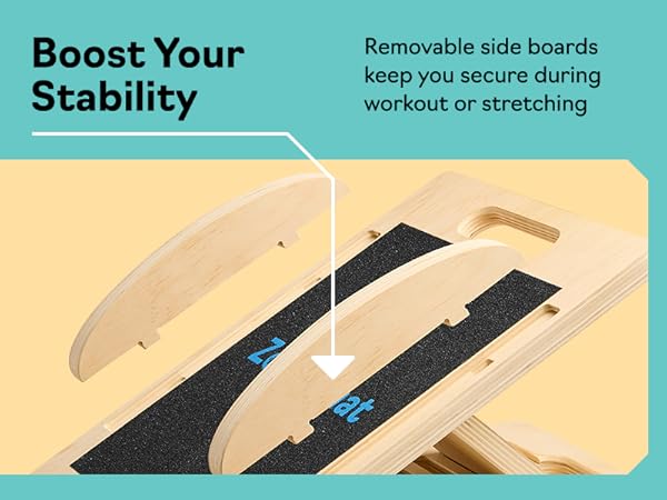 Slant board balance board with removable parts for stability and safe training