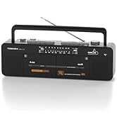 Cassette Tape Player with Stereo Sound, Dual Tape Decks, 3-Band Radio, USB/TF Card Playback, and ...