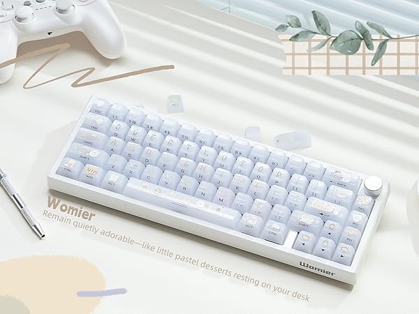 Keyboard Keycaps Jelly, White Ceramic Keycaps Style, Cake Sheep Key cap