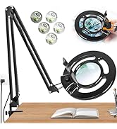 10X Long Magnifying Glass with Light, 2200 Lumen &amp; 24W Stepless Dimming LED Magnifying Lamp with ...