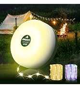 Camping String Lights, 4 in 1 Quick Storage 32.8FT Rechargeable Waterproof LED Hanging Light with...