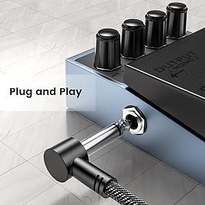 1/4" TS Right angle guitar cable