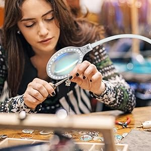 LightView Pro Flex: LED Magnifying Lamp - 2 in 1 Clamp &amp; Base Lamp for Table, Desk &amp; Easel