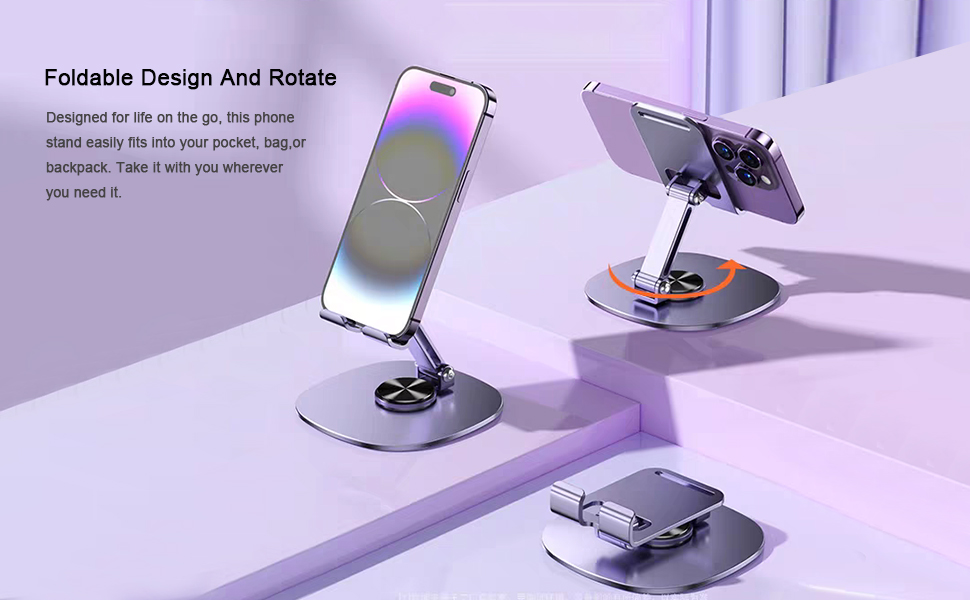 Dual Folding Cell Phone Stand Fully Adjustable Foldable Desktop Phone