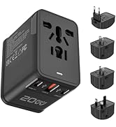Universal Travel Adapter, 20W GaN International Power Adapter with 2 USB C and 1 USB A, All in On...