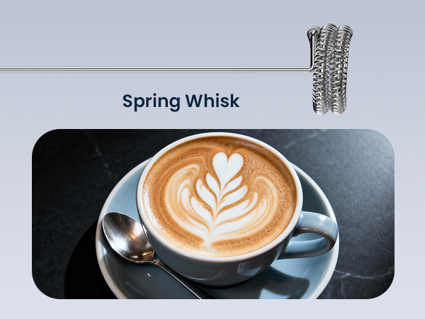 MilkFrotherRechargeable-Handheld Coffee Frother with 3 Stainless Whisks3Speed Adjustable Drink Mixer