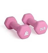 LIONSCOOL Set of 2 Neoprene Coated Dumbbell Hand Weights, Anti-Slip and Anti-Roll Hex Dumbbells i...