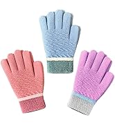 EvridWear Boys Girls Magic Stretch Gripper Gloves 3 Pair Pack Assortment, Kids One Size Winter Wa...