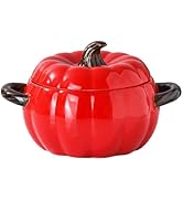 Dutch Oven Pot with Lid, Pumpkin Pottery Dessert Saucepan, Mini Baking Dish Cute Pumpkin Bowl, Co...
